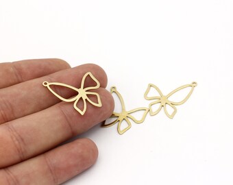 4 Pcs Raw Brass Butterfly Earrings, Butterfly Charms, Animal Findings, Necklace Pendant, Laser Cut Findings, Brass Jewelry, SH-2137