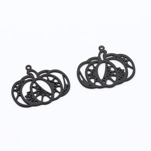 Black Plated Pumpkin Charms, Spider Web Pendant, Pumpkin Halloween Jewelry, Spooky Charms, Spider Web Earring, Black Findings, SH-1481