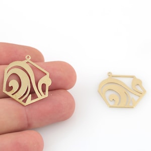 2 Pcs Raw Brass Hexagon Charms, Hexagon Pendant, Raw Brass Patterned Hexagon Earrings, Jewelry Supplies, Brass Findings, SH-527