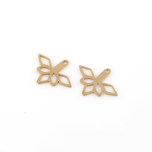 6 Pcs Raw Brass Lotus Flower Charms, Flower Earrings, Brass Flower Pendant, Earring Findings, Jewelry Supplies, 16x21mm, SH-947