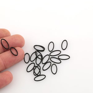 10 Pcs Black Plated Oval Link Charms, Oval Connector, Geometric Hoop Connector, Earring Findings, Oval Link Jewelry, 7x14mm, SH-1008