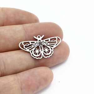 Stainless Steel Butterfly Pendant, Butterfly Earrings, Moth Charm, Animal Findings, Necklace Pendant, Steel Findings, 17x29mm, SH-3106