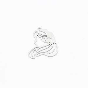 Rhodium Plated Abstract Woman Face Necklace, Picasso Face Charm, Girl Face Earrings, Lady Face Earrings, Rhodium Findings, 23x33mm, SH-2801