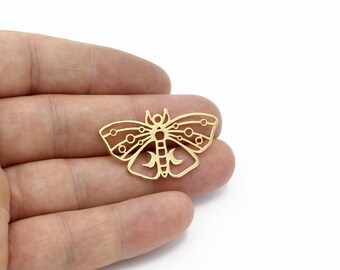 24k Gold Plated Butterfly Pendant, Butterfly Charms, Moth Earrings, Animal Findings, Necklace Pendant, Gold Findings, 21x36mm, SH-2295