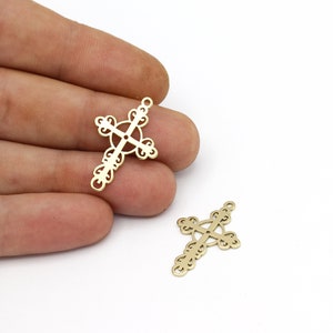 4 Pcs Raw Brass Cross Pendant, Cross Charms, Cross Earring, Religious Symbol Jewelry, Earring Charm, Brass Findings, 18x28mm, SH-1288