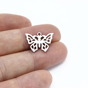 2 Pcs Stainless Steel Butterfly Charm, Butterfly Pendant, Month Earrings, Animal Findings, Necklace Pendant, Steel Findings, SH-3100