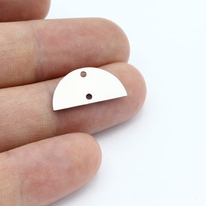 10x20mm Stainless Steel Half Round Charm, Semi Circle Connector, D Shape Pendant, Earring Connector, Jewelry Supplies, 6 Pcs, SH-2526