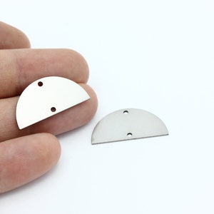 14x28mm Stainless Steel Half Round Charm, Semi Circle Connector, D Shape Pendant, Earring Connector, Jewelry Supplies, 6 Pcs, SH-2522