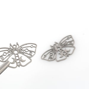 2 Pcs Stainless Steel Butterfly Pendant, Butterfly Charms, Steel Butterfly Earrings, Crescent Moon Pendant, Necklace Findings, SH-388