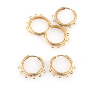 Brass Leverback Round Earring Clasp, Raw Brass 6 Holes Plain Leverback, Plain Leverback Findings, Brass Earrings, 6Pcs, SH-285