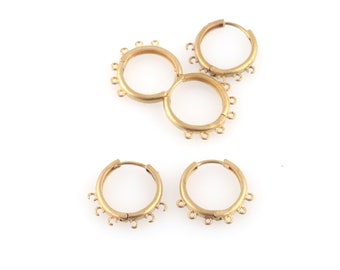 Brass Leverback Round Earring Clasp, Raw Brass 6 Holes Plain Leverback, Plain Leverback Findings, Brass Earrings, 6Pcs, SH-285