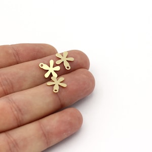 12 Pcs Raw Brass Flower Charms, Tiny Daisy Earrings, Brass Flower Pendant, Flower Connector, Earring Findings, Jewelry Supplies,  SH-2241