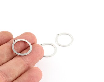 4 Pcs Rhodium Plated Round Charms, Circle Earrings, Circle Pendant, Rhodium Plated Circle Connector, Laser Cut Findings, 19x21mm, SH-1083