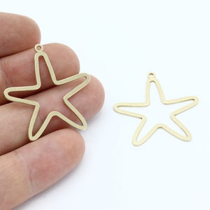 Rohe Messing große Stern Ohrring, Stern Anhänger, Stern Charme, himmlische Charme, Ohrring Zubehör, Messing Zubehör, Laser geschnitten Schmuck, SH-2468