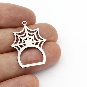 2 Pcs Stainless Steel Spider Web Pendant, Spider Web Charms, Spooky Charms, Steel Halloween Jewelry, Spider Web Earrings, 24x30mm, SH-1601