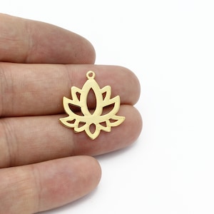 2 Pcs 24k Gold Plated Lotus Flower Charm, Lotus Mandala Pendant, Laser Cut Lotus Flower Earrings, Brass Findings, Earring Charm, SH-2326