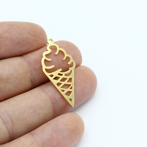 24k Vergoldetes Eis Anhänger, Eis Kegel Anhänger, Eis Ohrringe, Sommer Charme, Ohrring Zubehör, Laser Cut Zubehör, SH-2773