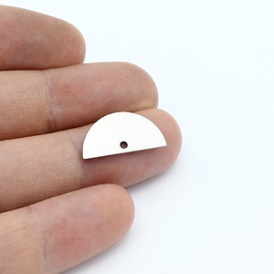10x20mm Stainless Steel Half Round Charm, Semi Circle Charm, D Shape Pendant, Earring Charm, Jewelry Supplies, 6 Pcs, SH-2536