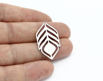 2 Pcs Stainless Steel Leaf Earring, Leaf Charms, Leaf Pendant, Herb Jewelry, Earring Charms, Laser Cut Findings, Steel Findings, SH-3002