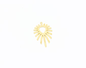 24k Gold Plated Sun Pendant, Sun Charms, Gold Plated Sun Earring, Sunshine Jewelry, Celestial Charms, Laser Cut Findings, 24x40mm, SH-2089