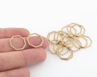 18mm Hexagon Connector, Hexagon Ring, Raw Brass Honeycomb Findings, Hexagon Link, Brass Findings, Jewelry Supplier, 12 Pcs, SH-327