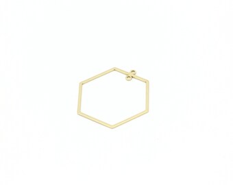 2 Pcs Raw Brass Hexagon Connector, Hexagon Earrings, Big Hexagon Pendant, Honeycomb Findings, Brass Findings, Jewelry Supplier, SH-2146