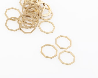 16mm Hexagon Connector, Hexagon Ring, Raw Brass Honeycomb Findings, Hexagon Link, Brass Findings, Jewelry Supplier, 12 Pcs, SH-326