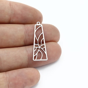 2 Pcs Stainless Steel Rectangle Earrings, Geometric Pendant, Rectangle Charm, Steel Findings, Earring Charm, Laser Cut Findings, SH-3146