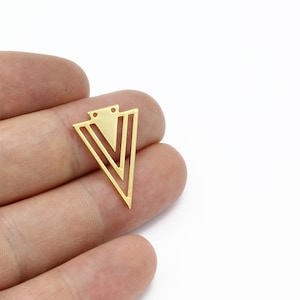 4 Pcs 24k Gold Plated Triangle Charms, Triangle Connector, Triangle Earrings, Geometric Jewelry, Necklace Findings, Jewelry Supplies,SH-2114