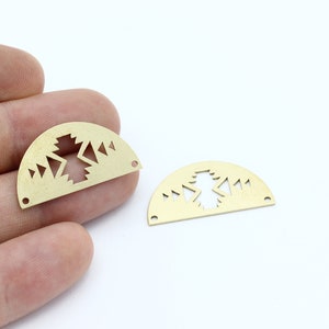 4 Pcs Raw Brass Half Round Charm, Arrow Semi Circle Connector, D Shape Pendant, Earring Connector, Jewelry Supplies, 15x30mm, SH-2515