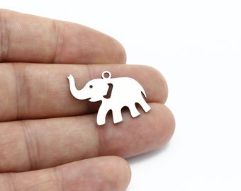 2 Pcs Stainless Steel Elephant Pendant, Elephant Charm, Elephant Bracelet, Animal Jewelry, Necklace Findings, Steel Findings, SH-2956