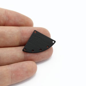 Black Plated Fan Shape Earring, Earring Connector, Black Geometric Pendant, Earring Charm, Laser Cut Findings, 20x30mm, SH-2376