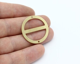 4 Pcs Raw Brass Round Connector, Big Circle Earring, Round Charm, Raw Geometric Pendant, Earring Pendant, Brass Findings, 30mm, SH-2521