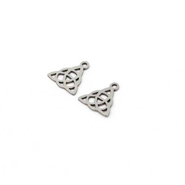 6 Pcs Stainless Steel Triquetra Pendant, Celtic Knot Charms, Triquetra Earring, Earring Findings, Steel Findings, 12x13mm, SH-1419