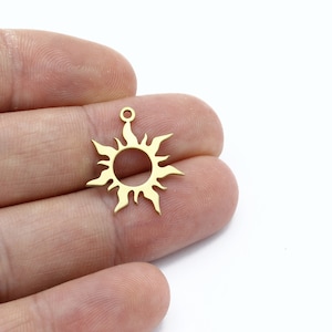 2 Pcs Raw Brass Sun Pendant, Sun Earrings, Celestial Charms, Brass Sunshine Jewelry, Earring Charm, Laser Cut Findings, SH-2868
