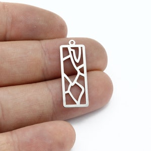 4 Pcs Stainless Steel Rectangle Earrings, Geometric Pendant, Rectangle Charms, Steel Findings, Earring Charm, Laser Cut Findings, SH-3231