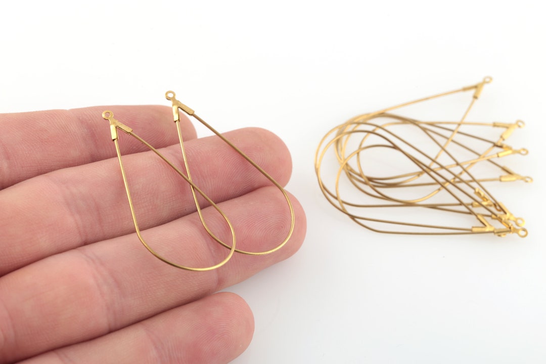 Raw Brass Drop Earring Hoops, Brass Teardrop Earring, Chandelier