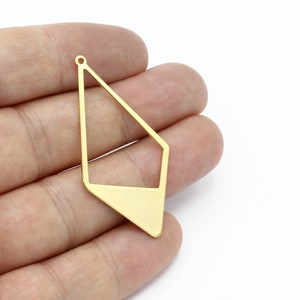 2 Pcs 24k Gold Plated Triangle Earring, Diamond Shape Pendant, Triangle Charms, Geometric Jewelry, Gold Findings, 25x49mm, SH-2161