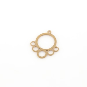 6 Pcs Raw Brass Round Charms, Circle Earrings, Brass Round Connector, Round Pendant, Earring Findings, Jewelry Supplies, 22x25mm, SH-945
