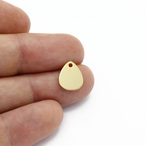 6 Pcs 24k Gold Plated Drop Pendant, Mini Drop Charms, Drop Charms With 1 Holes, Stamping Blanks, Drop Earrings, Jewelry Supplies, SH-2865
