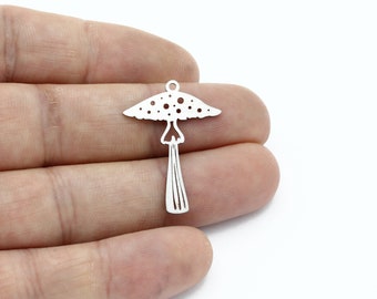 2 Pcs Stainless Steel Mushroom Earrings Mushroom Pendant, Mushroom Jewelry, Mushroom Charms, Laser Cut Findings, Necklace Pendant, SH-3014