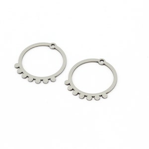 6 Stück Edelstahl runde Ohrringe, Kreis Charms, Stahl runden Schmuck, runder Anhänger, Ohrring Zubehör, 20x22mm, SH-1406