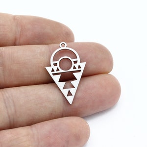 4 Pcs Stainless Steel Triangle Earrings, Geometric Pendant, Earring Charm, Triangle Charms, Geometric Jewelry, Steel Findings, SH-3029