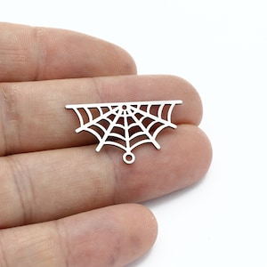4 Pcs Stainless Steel Spider Web Earring, Spider Web Connector, Halloween Pendant, Halloween Findings, Jewelry Supplies, 16x29mm, SH-2972