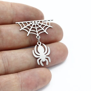 Stainless Steel Spider Web Earring, Dangle Spider Web Charm, Halloween Pendant, Halloween Findings, Jewelry Supplies, DIY Jewelry, SH-3216