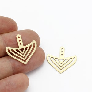 4 Pcs Raw Brass Earring Charms, Arrow Shaped Earrings, Brass Earring Connector, Earring Findings, Jewelry Supplies, 22x22mm, SH-1999