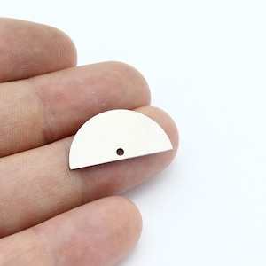 12x24mm Stainless Steel Half Round Charm, Semi Circle Charm, D Shape Pendant, Earring Charm, Jewelry Supplies, 6 Pcs, SH-2535