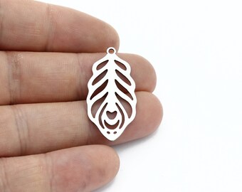 2 Pcs Stainless Steel Leaf Pendant, Monstera Leaf Earring, Leaf Charm, Herb Jewelry, Earring Charms, Laser Cut Findings, 17x33mm, SH-3098