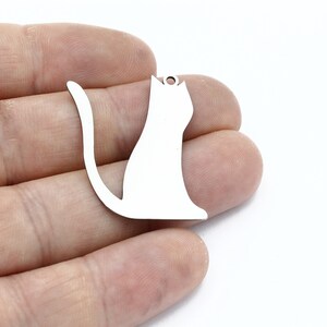 2 Pcs Stainless Steel Cat Pendant, Laser Cut Cat Charms, Raw Cat Jewelry, Cat Earrings, Animal Pendant, Steel Findings, 25x32mm, SH-3054