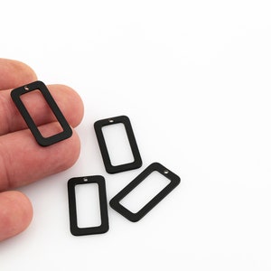 2 Pcs Black Plated Rectangle Earring Connector, Rectangle Ring Charms, Geometric Connector, Jewelry Making, Black Plated Findings, SH-1021